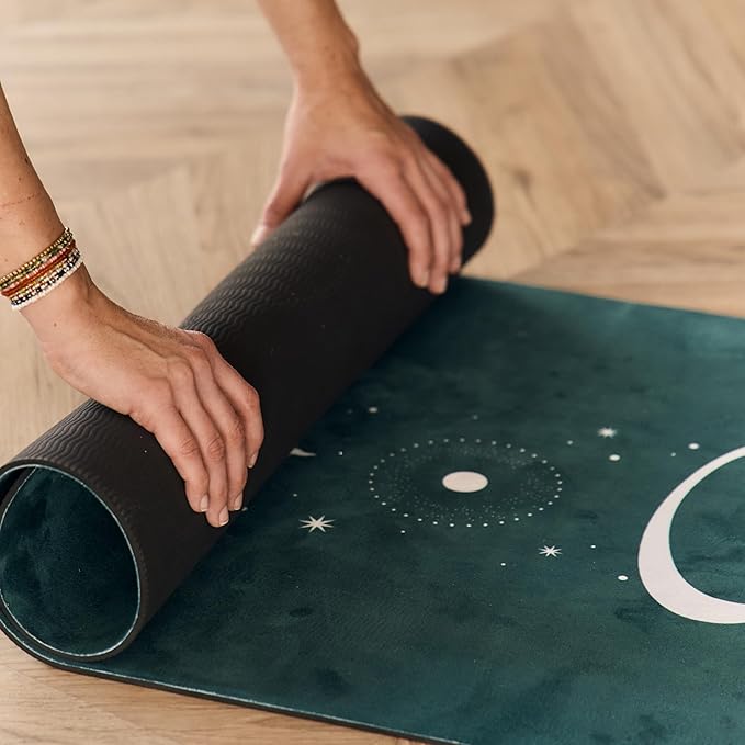 Yoga Mat 5mm Non Slip Suede & TPE - Eco-Friendly Fitness & Exercise Mat for Home Gym, Pilates, Hot Yoga, and Meditation - Lightweight Durable 72 x 24 inch Workout Mat for Women & Men