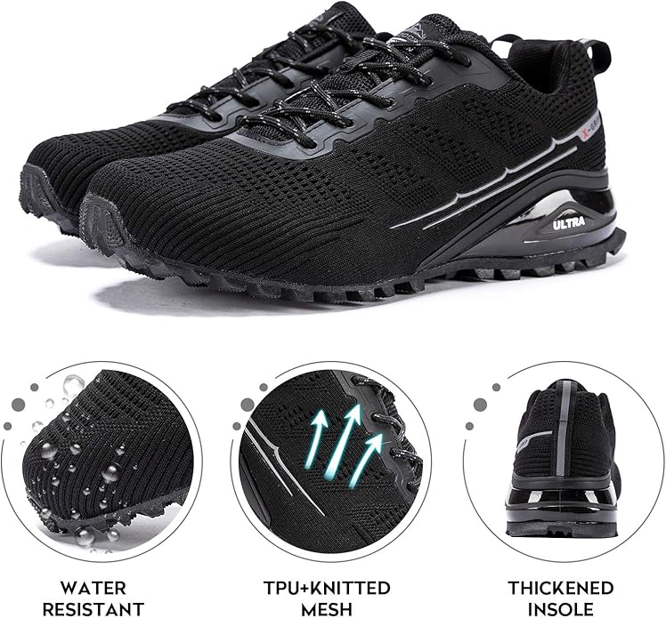 Kricely Men's Trail Running Shoes Fashion Walking Hiking Sneakers for Men Tennis Cross Training Shoe Outdoor Snearker Mens Casual Workout Footwear