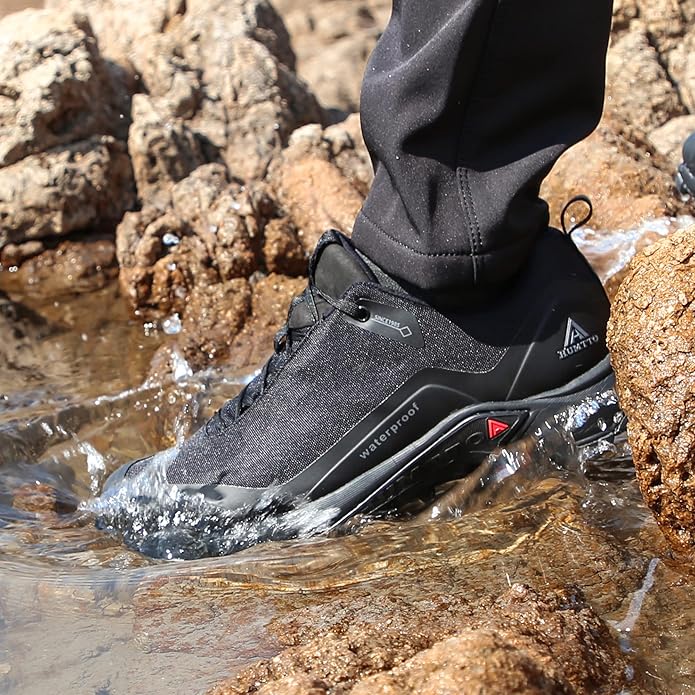 HUMTTO Men's All-Terrain Waterproof Hiking Shoes Lightweight Breathable Trekking Anti Slip Outdoor Trails Shoes