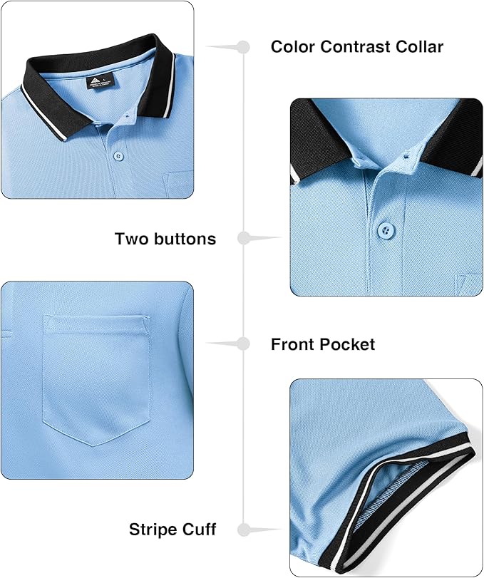 ZITY 3 Pack Men Polo Shirts Short Sleeve with Pocket Sport Wicking Shirts for Men Casual Athletic Collared T-Shirts