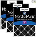 Nordic Pure 16x25x1 (Actual Size: 15 1/2 x 24 1/2 x 3/4) Pure Carbon Pleated Odor Reduction Furnace Air Filters 3 Pack