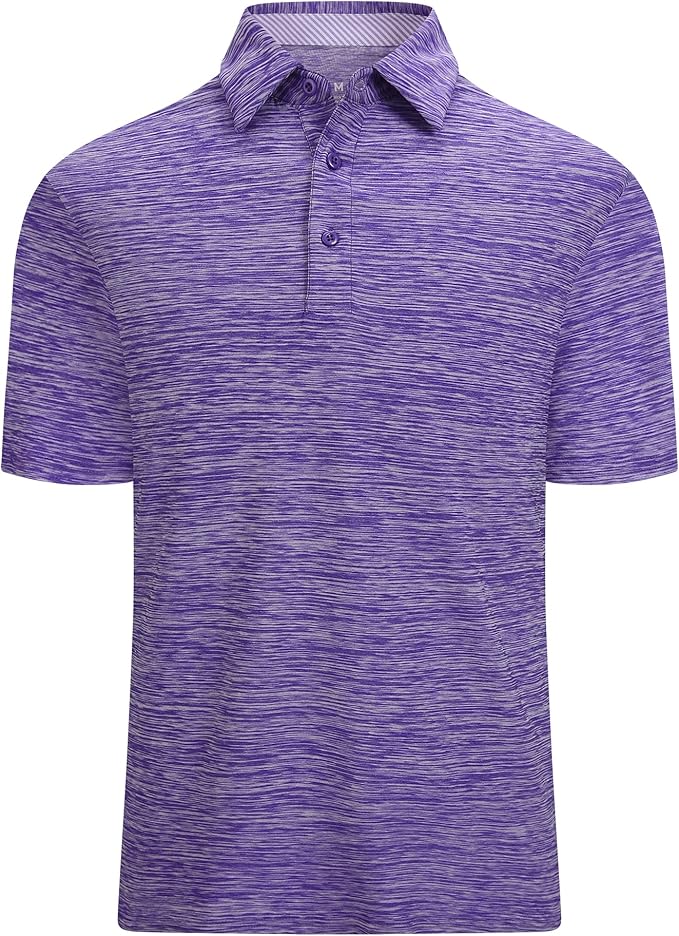 Damipow Premium Golf Shirts for Men Dry Fit Performance Polo Short Sleeve Collared Shirt