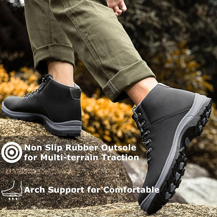 Mens Lightweight Hiking Boots Water Resistant Mid Ankle Work Casual Hiker Trekking Outdoor Boots Anti Slip Hiking Shoes