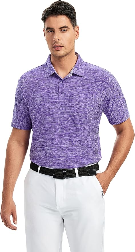 Damipow Premium Golf Shirts for Men Dry Fit Performance Polo Short Sleeve Collared Shirt