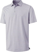 M MAELREG Golf Shirts for Men Short Sleeve Dry Fit Casual Striped Performance Moisture Wicking Collared Mens Polo Shirts