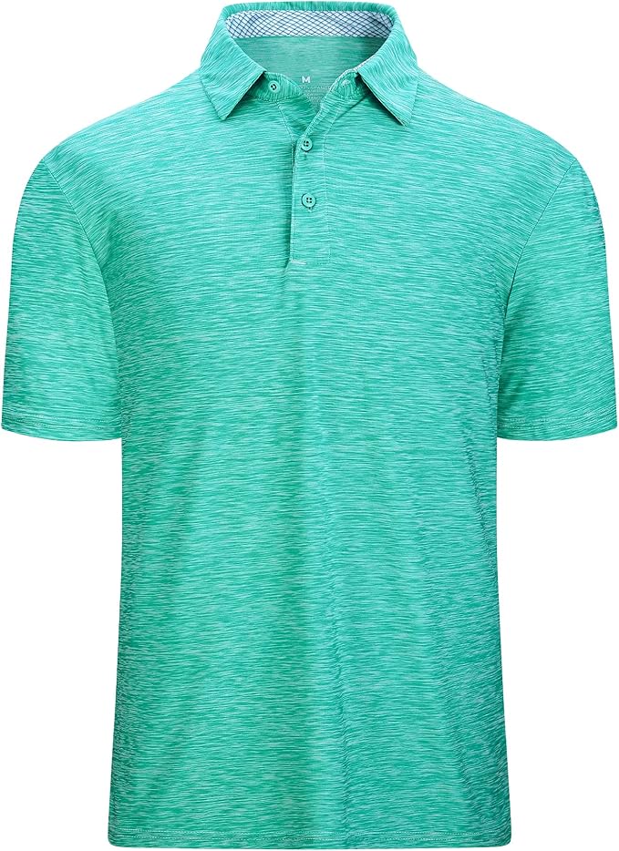 Damipow Premium Golf Shirts for Men Dry Fit Performance Polo Short Sleeve Collared Shirt