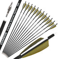 ZSHJGJR 30 Inch Archery Carbon Arrows Hunting Arrows with 4” Turkey Feather Target Practice Arrows Spine 500 for Compound & Recurve &Traditional Bow 6/12pcs