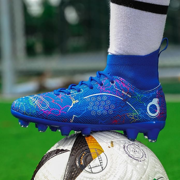 Boys' Soccer Shoes Kids Firm Ground Soccer Cleats Girls Athletic Sneakers Outdoor Turf Football Shoes for Little/Big Kid