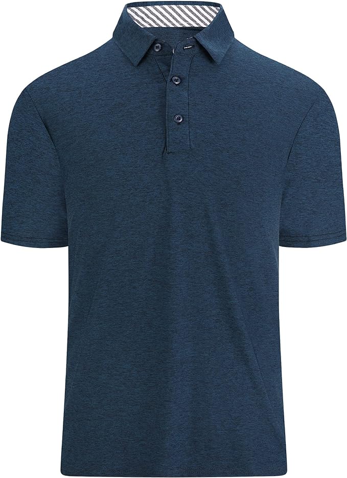 Damipow Premium Golf Shirts for Men Dry Fit Performance Polo Short Sleeve Collared Shirt