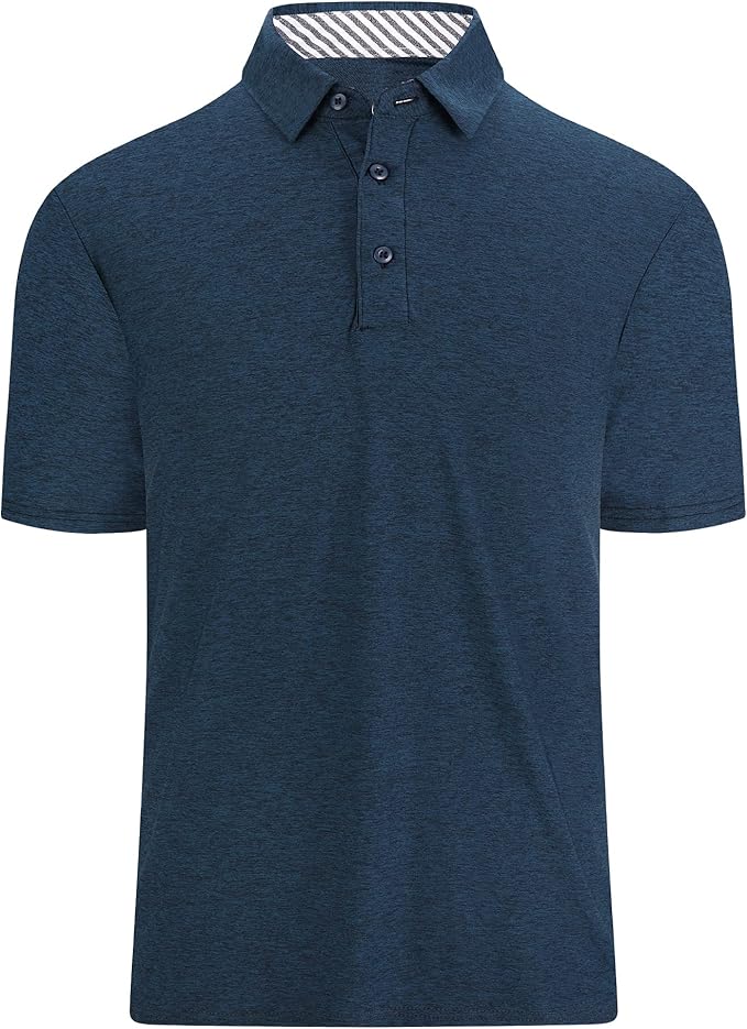 Damipow Premium Golf Shirts for Men Dry Fit Performance Polo Short Sleeve Collared Shirt