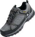 Queday Men's Waterproof Hiking Shoes Lightweight Anti Slip Outdoor Ankle Boots Breathable Hike Trekking Trails Shoe