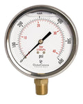4" Oil Filled Pressure Gauge - Stainless Steel Case, Brass, 1/2" NPT, Lower Mount Connection, 0-600PSI