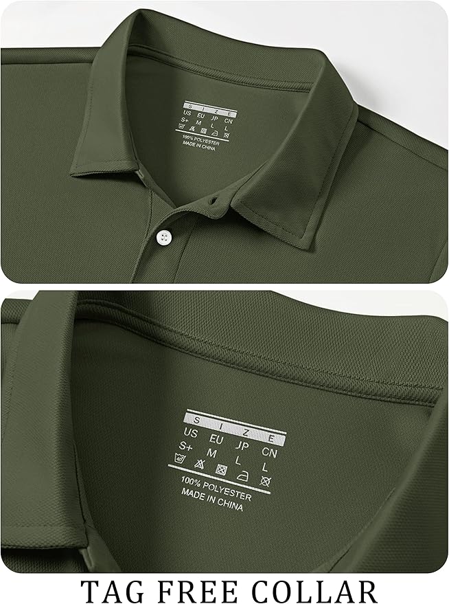 TACVASEN Mens Golf Shirt Dry Fit Mens Polo Shirts Short Sleeve Performance Golf Polos for Men with Collar Work Shirts