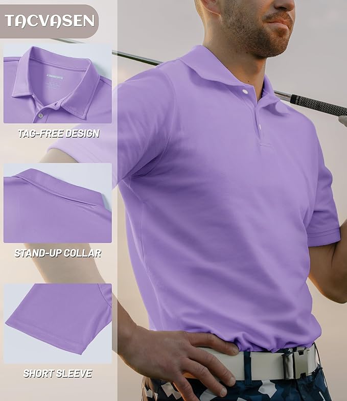 TACVASEN Mens Golf Shirt Dry Fit Mens Polo Shirts Short Sleeve Performance Golf Polos for Men with Collar Work Shirts