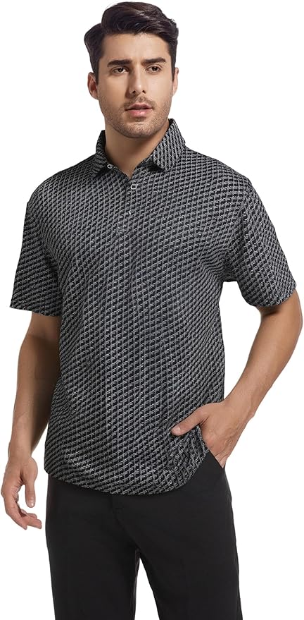 WARHORSEE Golf Polo Shirts for Men Short Sleeve Wrinkle Free 4 Way Stretch Moisture Wicking Performance Collared Tshirts