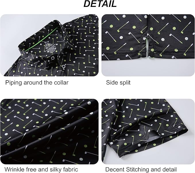 WARHORSEE Golf Polo Shirts for Men Short Sleeve Wrinkle Free 4 Way Stretch Moisture Wicking Performance Collared Tshirts