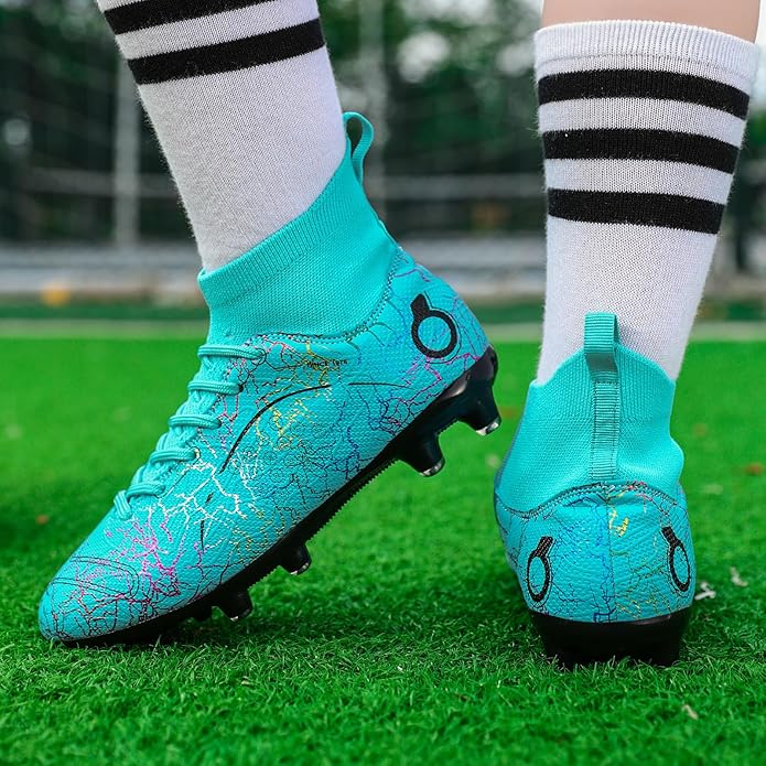 Boys' Soccer Shoes Kids Firm Ground Soccer Cleats Girls Athletic Sneakers Outdoor Turf Football Shoes for Little/Big Kid