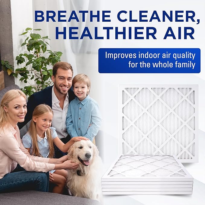20x30x1 Air Filters, MERV 8 Pleated HVAC AC Furnace Filter Replacement, For Home and Commercial Use, Dust, Pet, & Lint, Made In USA, Easy Install (6 Pack)