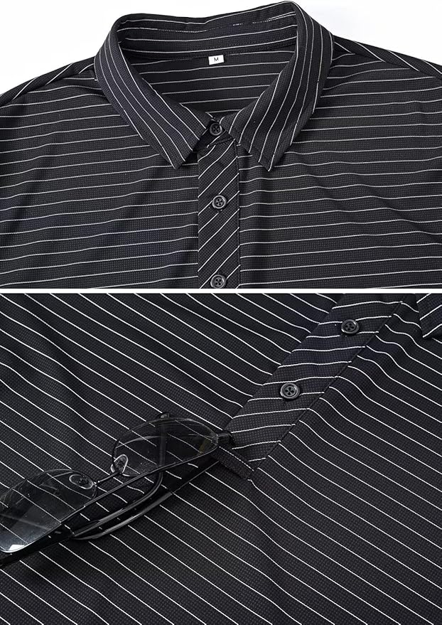 Tyhengta Men's Striped Shirt Short Sleeve Golf Polo Shirts