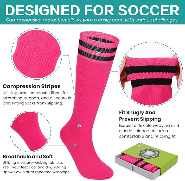 brooman Kids Firm Ground Soccer Cleats Boys Girls Football Cleats with Soccer Socks