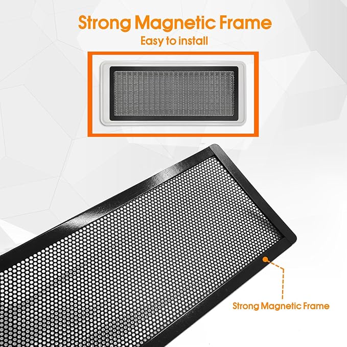 Floor Register Vent Cover, 6"x10" Magnetic Air Vent Screen Mesh Covers for Home Floor/Wall/Ceiling Registers Air Vent Filters, Black (4 Packs)
