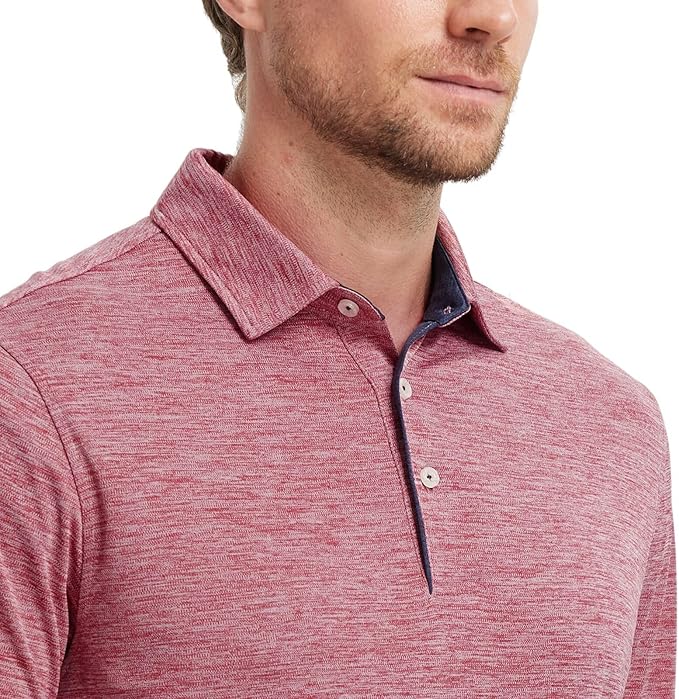 M MAELREG Golf Shirts for Men Short Sleeve Dry Fit Casual Striped Performance Moisture Wicking Collared Mens Polo Shirts