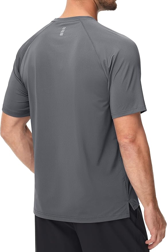 MAGCOMSEN Men's Dry Fit Shirts Mesh Short Sleeve Athletic Lightweight Workout Performance Hiking Shirt