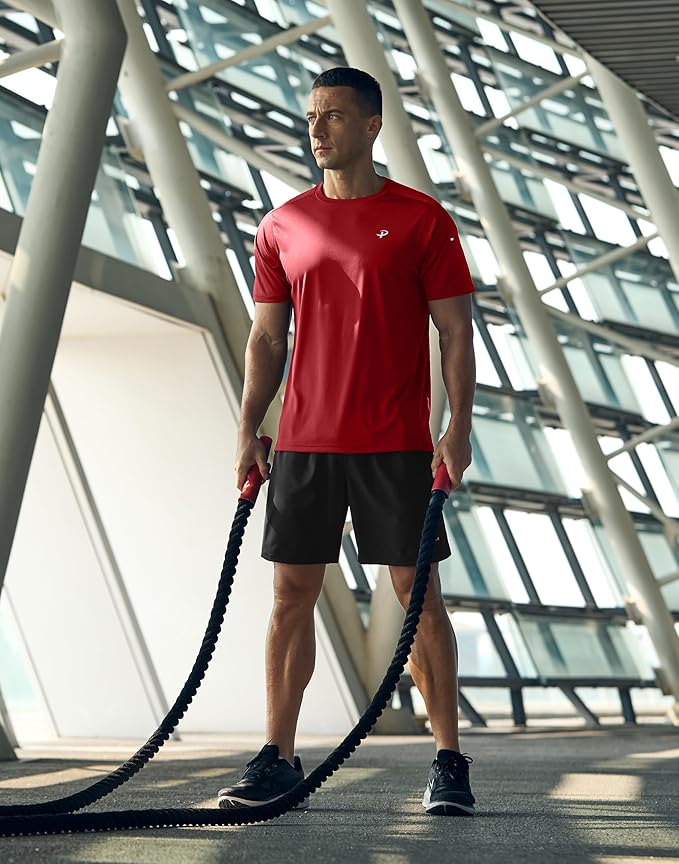 Pudolla Men's Workout Running T-Shirts Lightweight Quick Dry Athletic Gym Shirts for Men Short Sleeve Sport Tee Tops