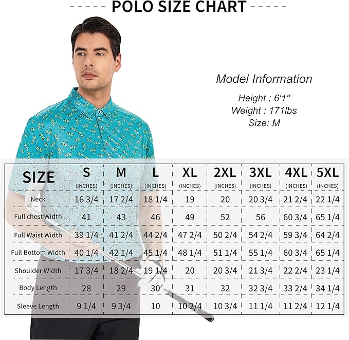 Damipow Premium Golf Shirts for Men Dry Fit Performance Polo Short Sleeve Collared Shirt