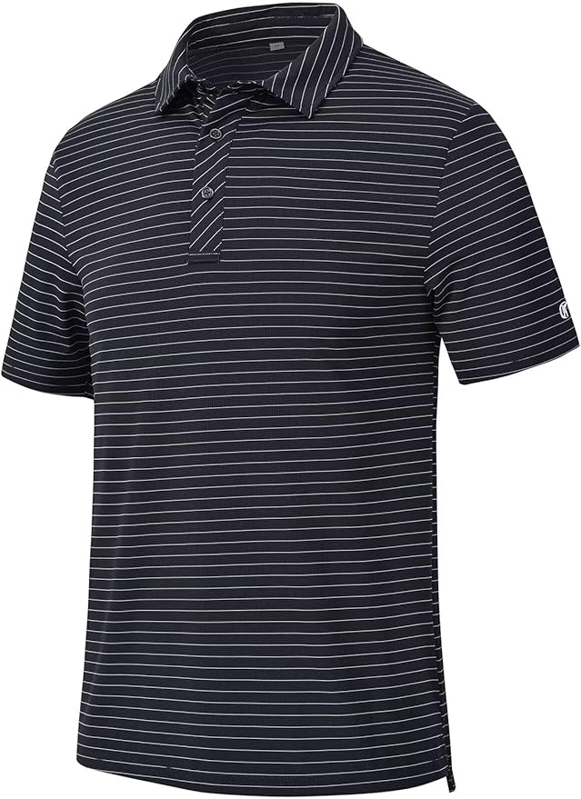 Tyhengta Men's Striped Shirt Short Sleeve Golf Polo Shirts