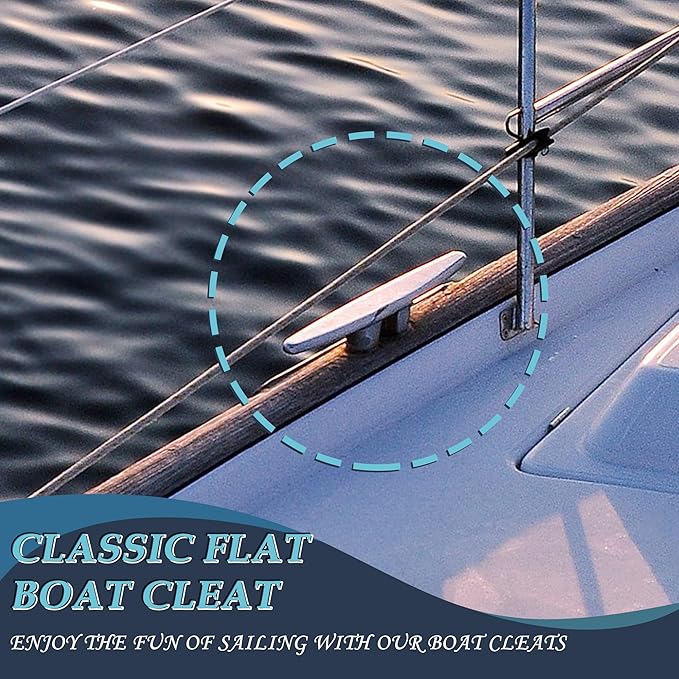 SHENGHUISS Boat Cleat 316 Stainless Steel Open Base Boat Dock Cleats Flat Top Mooring Cleat for Boat, Deck, Dock, Hook (4"/5"/6"/8"/10"/12")