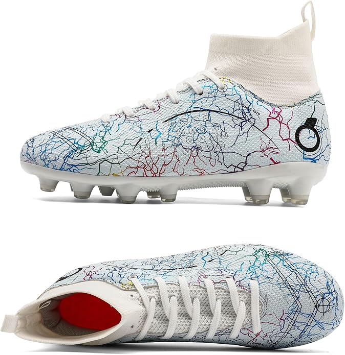 Boys' Soccer Shoes Kids Firm Ground Soccer Cleats Girls Athletic Sneakers Outdoor Turf Football Shoes for Little/Big Kid