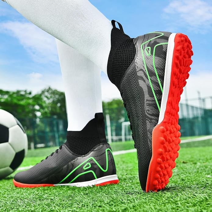 Indoor Soccer Cleats Mens Womens Turf Soccer Cleats Wide Socer Shoes FG AG TF High Ankle Football Boots