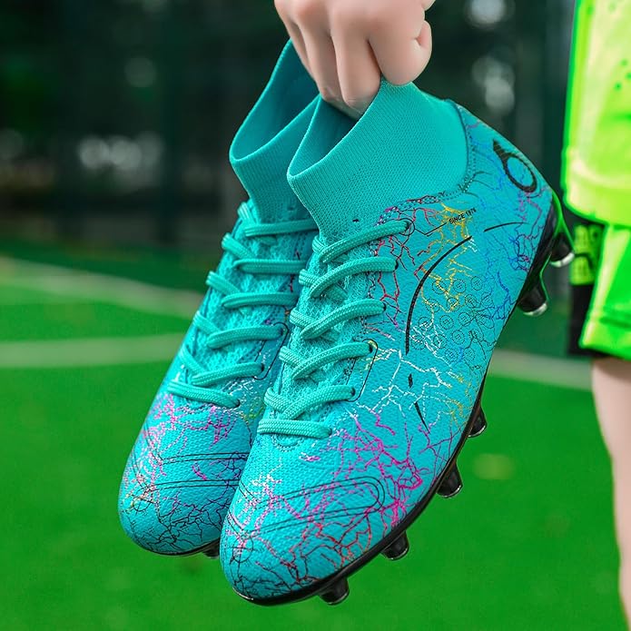 Boys' Soccer Shoes Kids Firm Ground Soccer Cleats Girls Athletic Sneakers Outdoor Turf Football Shoes for Little/Big Kid