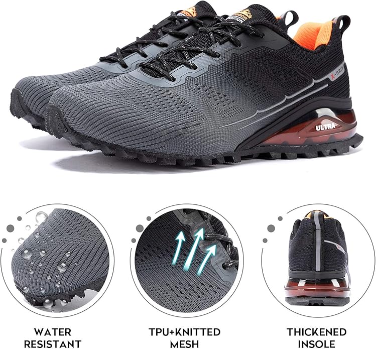 Kricely Men's Trail Running Shoes Fashion Walking Hiking Sneakers for Men Tennis Cross Training Shoe Outdoor Snearker Mens Casual Workout Footwear