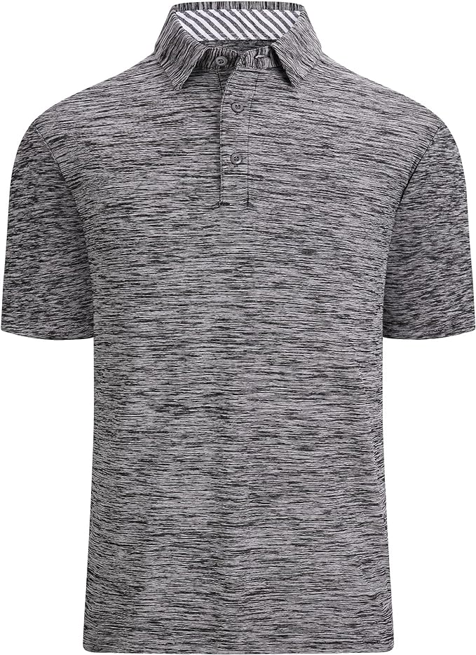 Damipow Premium Golf Shirts for Men Dry Fit Performance Polo Short Sleeve Collared Shirt