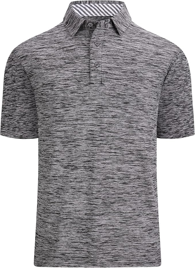 Damipow Premium Golf Shirts for Men Dry Fit Performance Polo Short Sleeve Collared Shirt