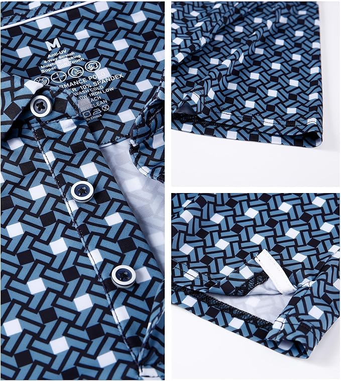 WARHORSEE Golf Polo Shirts for Men Short Sleeve Wrinkle Free 4 Way Stretch Moisture Wicking Performance Collared Tshirts