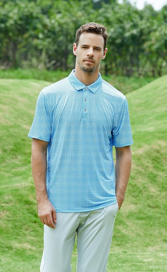 WARHORSEE Golf Polo Shirts for Men Short Sleeve Wrinkle Free 4 Way Stretch Moisture Wicking Performance Collared Tshirts