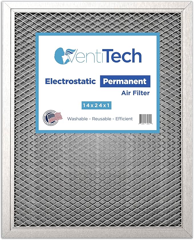 14x24x1 Washable Electrostatic Air Filter. Reusable HVAC & Furnace Air Filter