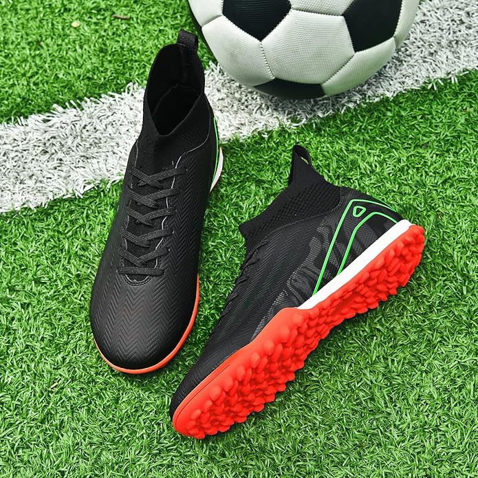 Indoor Soccer Cleats Mens Womens Turf Soccer Cleats Wide Socer Shoes FG AG TF High Ankle Football Boots