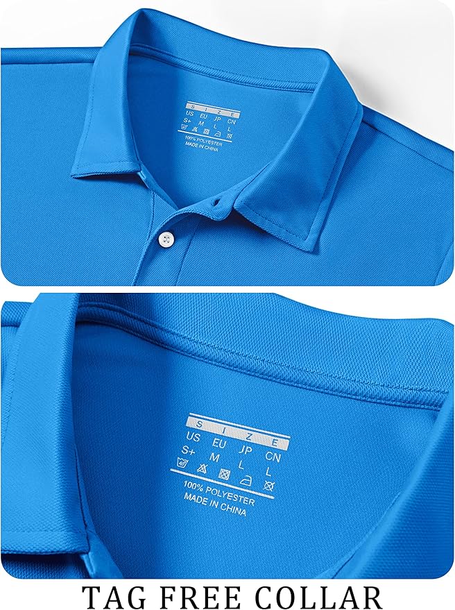 TACVASEN Mens Golf Shirt Dry Fit Mens Polo Shirts Short Sleeve Performance Golf Polos for Men with Collar Work Shirts