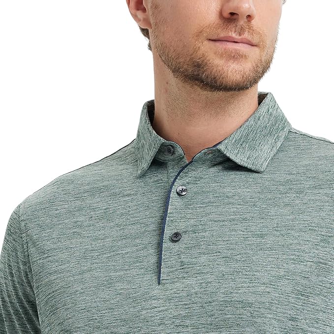 M MAELREG Golf Shirts for Men Short Sleeve Dry Fit Casual Striped Performance Moisture Wicking Collared Mens Polo Shirts