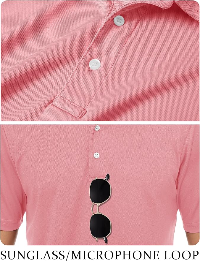 TACVASEN Mens Golf Shirt Dry Fit Mens Polo Shirts Short Sleeve Performance Golf Polos for Men with Collar Work Shirts