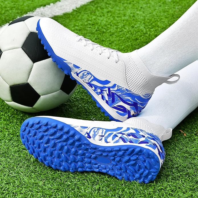 Indoor Soccer Cleats Mens Womens Turf Soccer Cleats Wide Socer Shoes FG AG TF High Ankle Football Boots