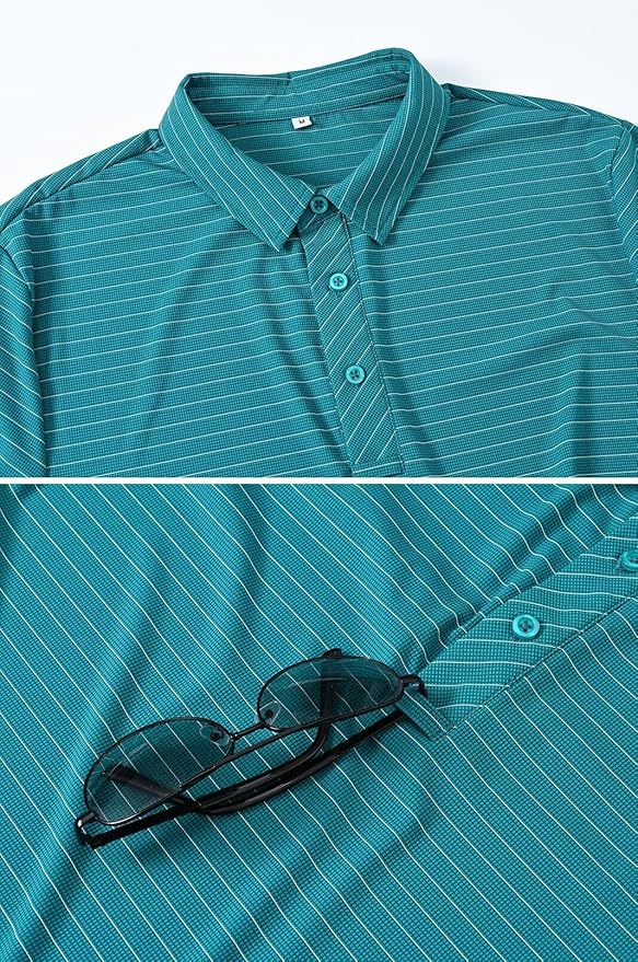 Tyhengta Men's Striped Shirt Short Sleeve Golf Polo Shirts