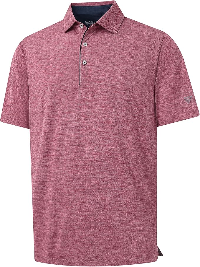 M MAELREG Golf Shirts for Men Short Sleeve Dry Fit Casual Striped Performance Moisture Wicking Collared Mens Polo Shirts