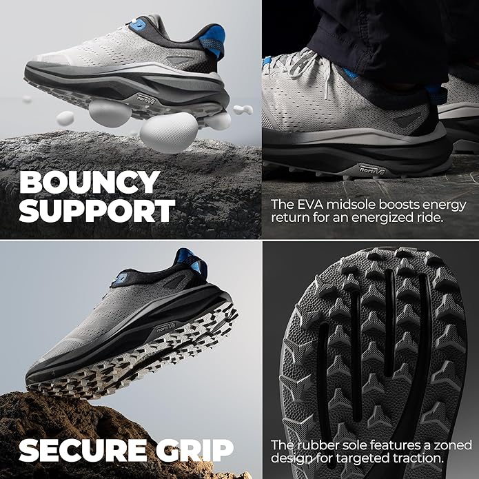 NORTIV 8 Men's Wide Toe Box Trail Running Shoes Cushion Walking Barefoot Tennis Workout Gym Cross Training Shoe Fashion Sneakers for Plantar Fasciitis Bunion