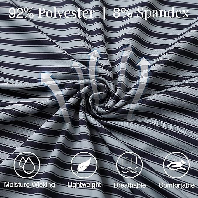 M MAELREG Golf Shirts for Men Short Sleeve Dry Fit Casual Striped Performance Moisture Wicking Collared Mens Polo Shirts