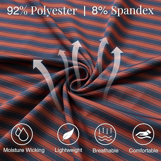 M MAELREG Golf Shirts for Men Short Sleeve Dry Fit Casual Striped Performance Moisture Wicking Collared Mens Polo Shirts
